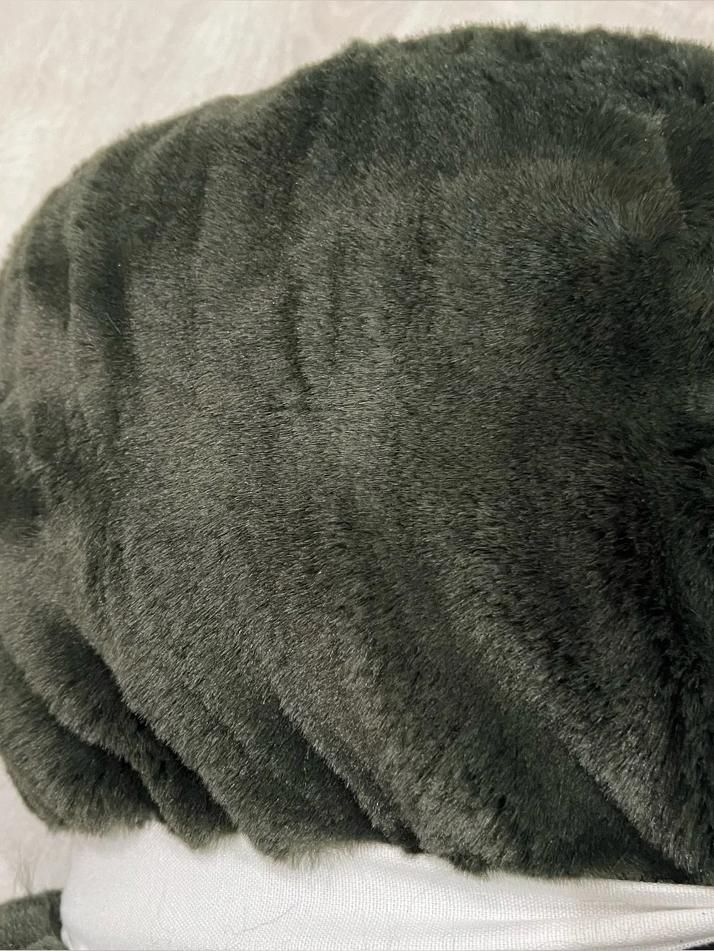 Pottery Barn Ruched Faux Fur Throw Blanket Sycamore Green 50x60 NWT Luxury